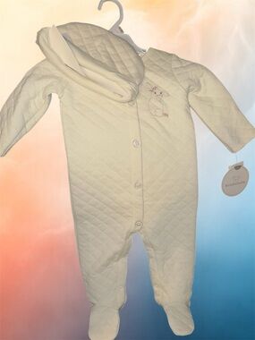 Koala Kids Cream Quilted Hooded Footie with Embroidered Koala